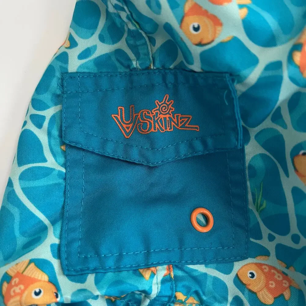 UV Skinz blue goldfish print swim trunks board shorts with liner
